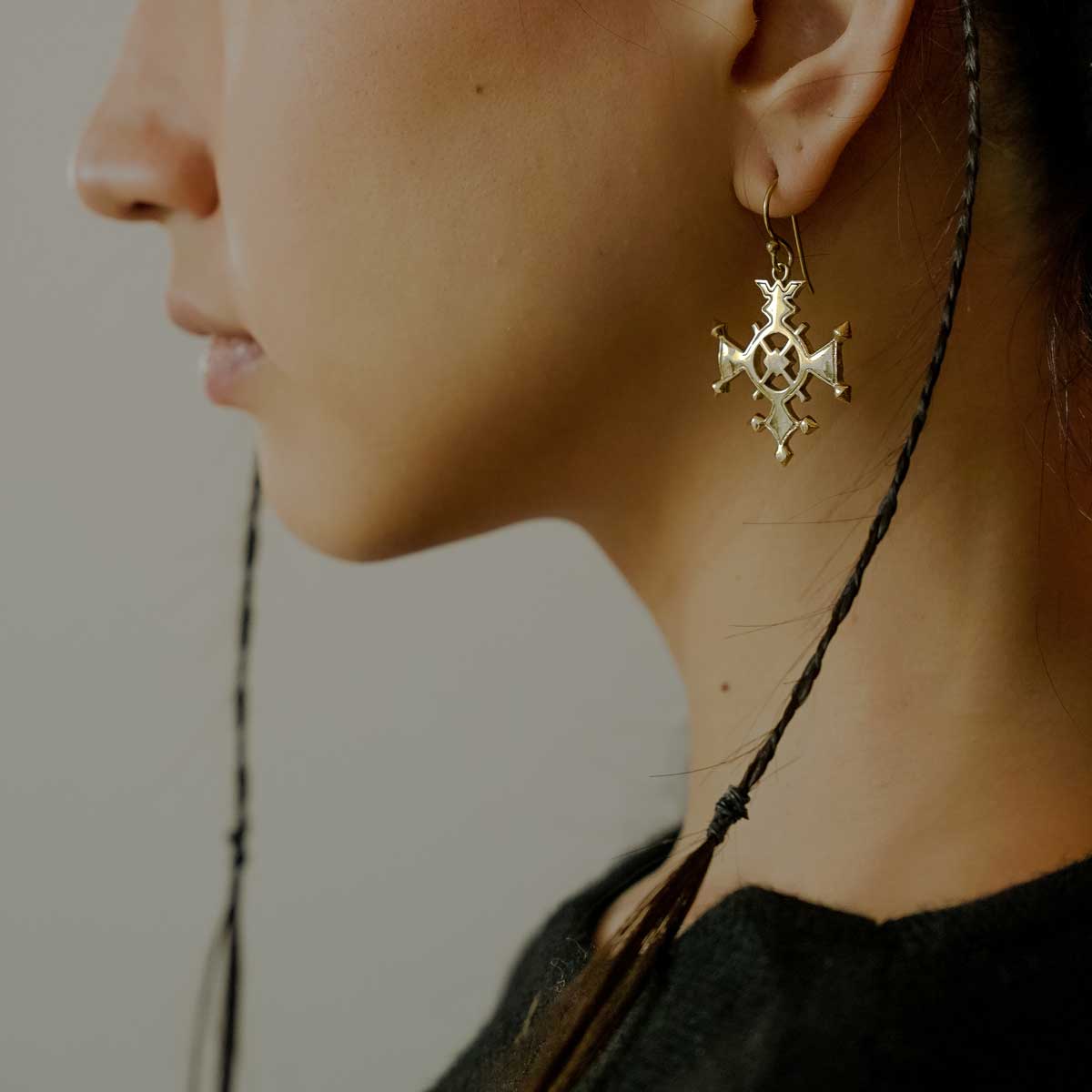 Cross compass shaped earrings