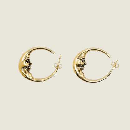 Crescent face hoop earrings 