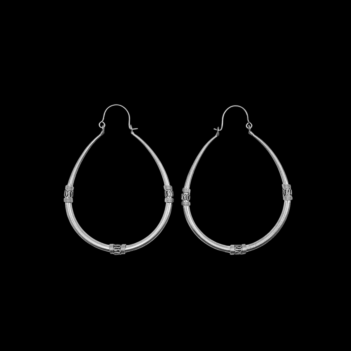 Antique south asian silver hoop earrings 