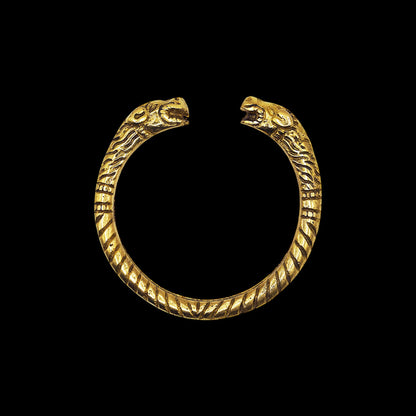 Pure brass bangle with a snake pattern and lion's face
