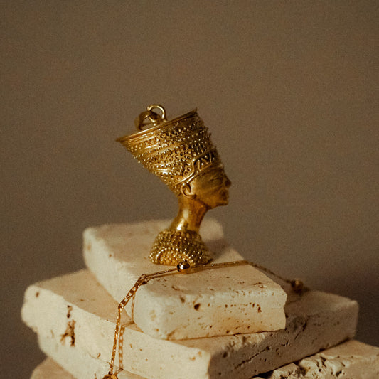 Egyptian pendant Nefertiti's face in brass