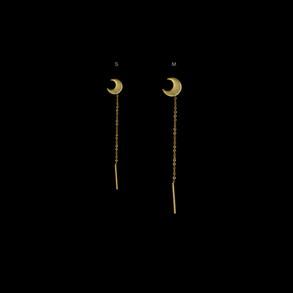 Threader earrings in 925 silver crescent shaped in small and medium size